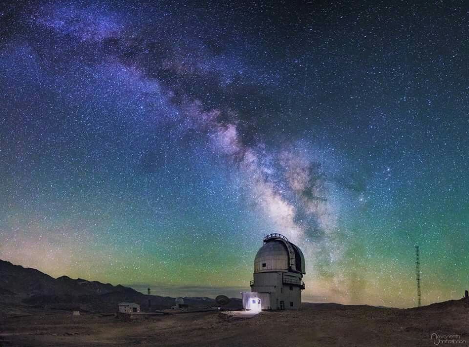 Indian ground telescope under clear night sky. - Photo Gallery
