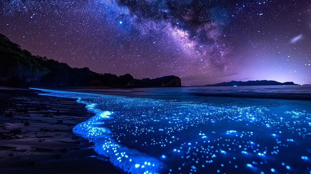 Gentle bioluminescent glow along Gippsland Lakes’ shoreline. - Photo Gallery