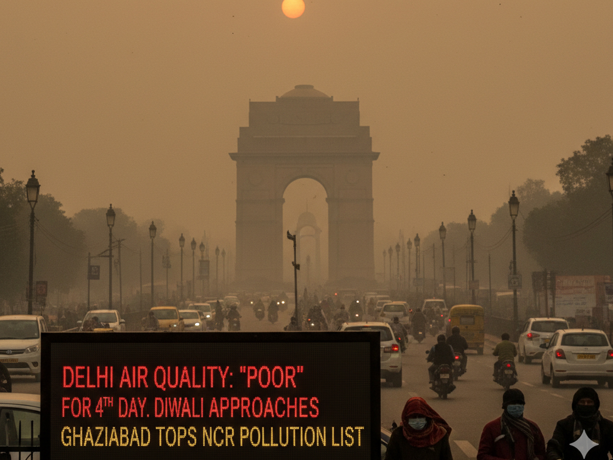Delhi Air Quality Remains ‘Poor’ for Fourth Day Ahead of Diwali | Ghaziabad Tops NCR Pollution List