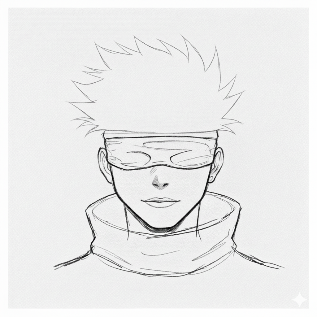 How to draw gojo with pencil 4