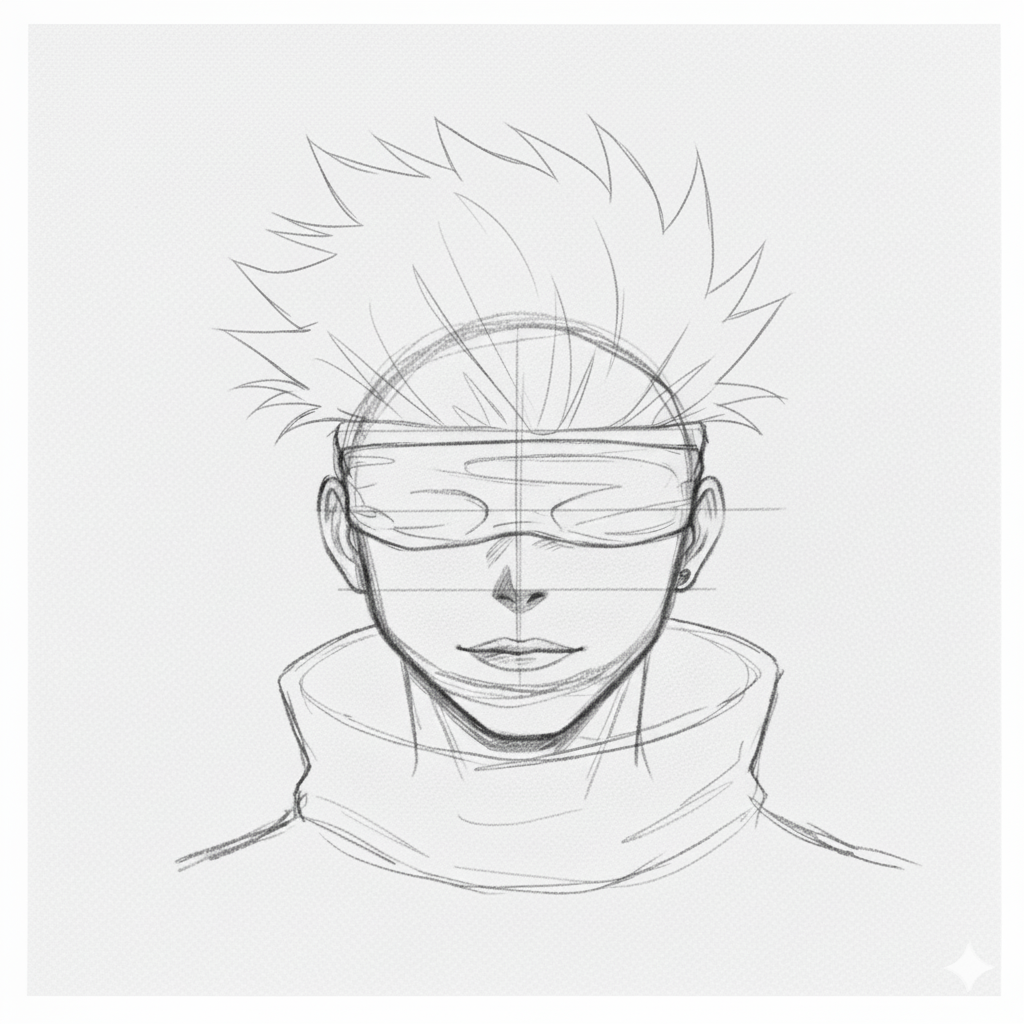 How to draw gojo with pencil 5