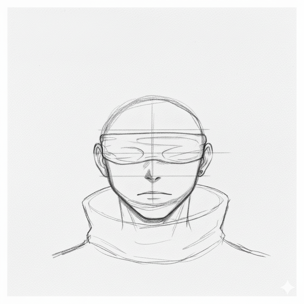 How to draw gojo with pencil 6