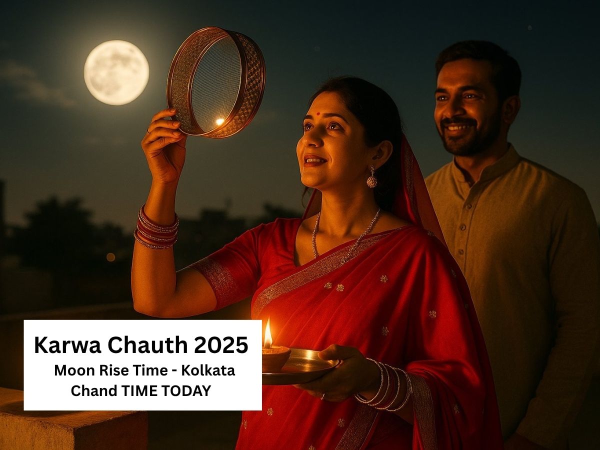 Karwa Chauth 2025 Moonrise Time in Kolkata: Check Chand Nikalne Ka Time Today