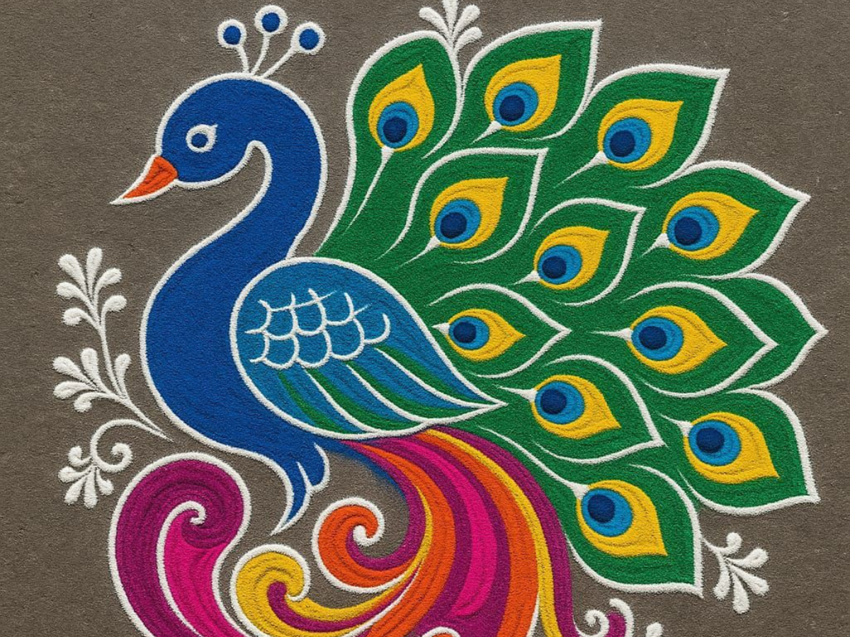 Peacock Rangoli Design - Photo Gallery
