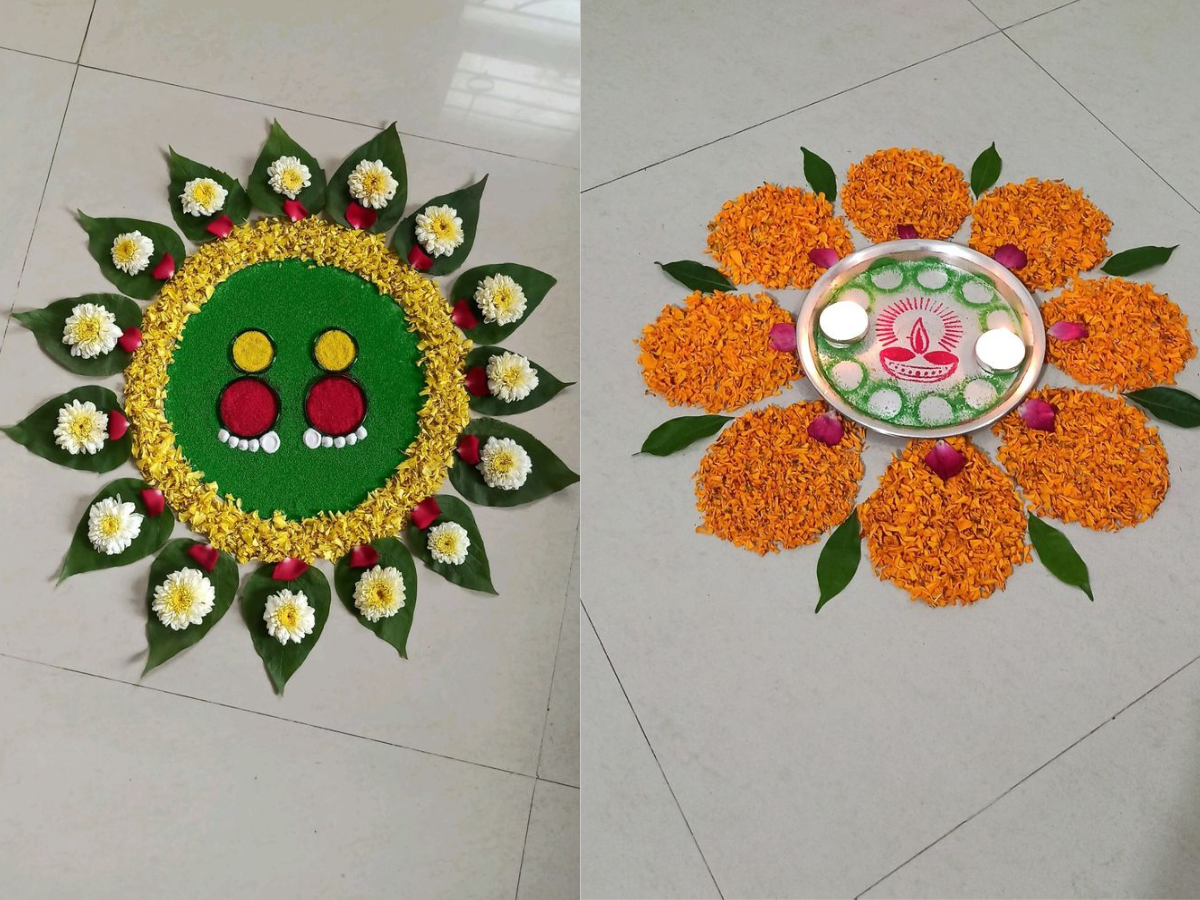 Simple Flower Rangoli - Photo Gallery