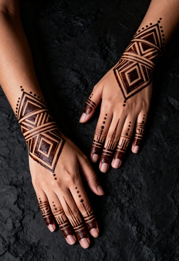 Moody  Modern Geometric Moroccan Mehndi for the Minimalist Bride
