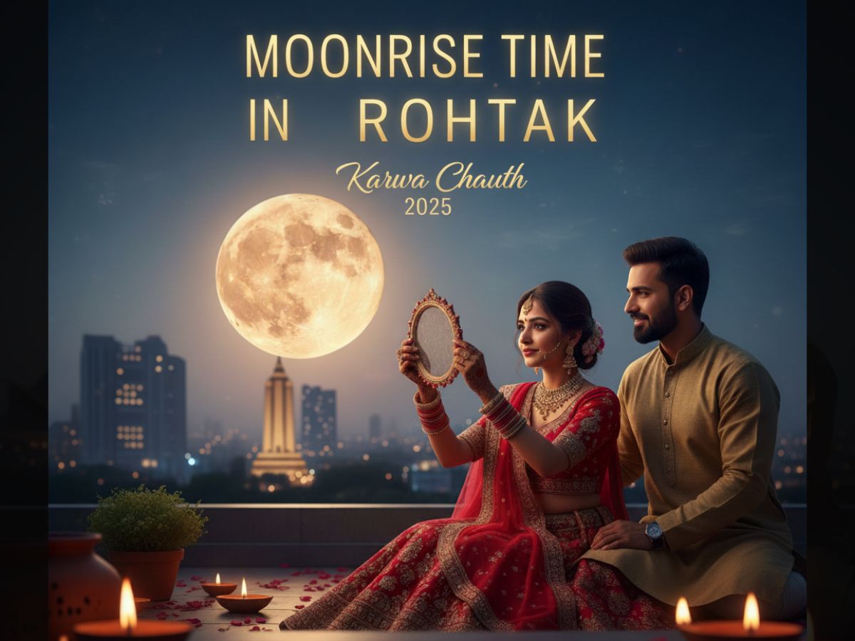 Karwa Chauth 2025 Moonrise Time in Rohtak: Check Katha Time, Puja Time & Moonset | Full Details