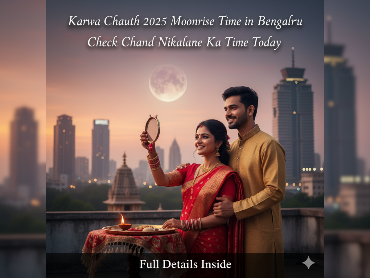 Karwa Chauth 2025 Moonrise Time in Bengaluru: Check Chand Nikalne Ka Time Today | Full Details Inside