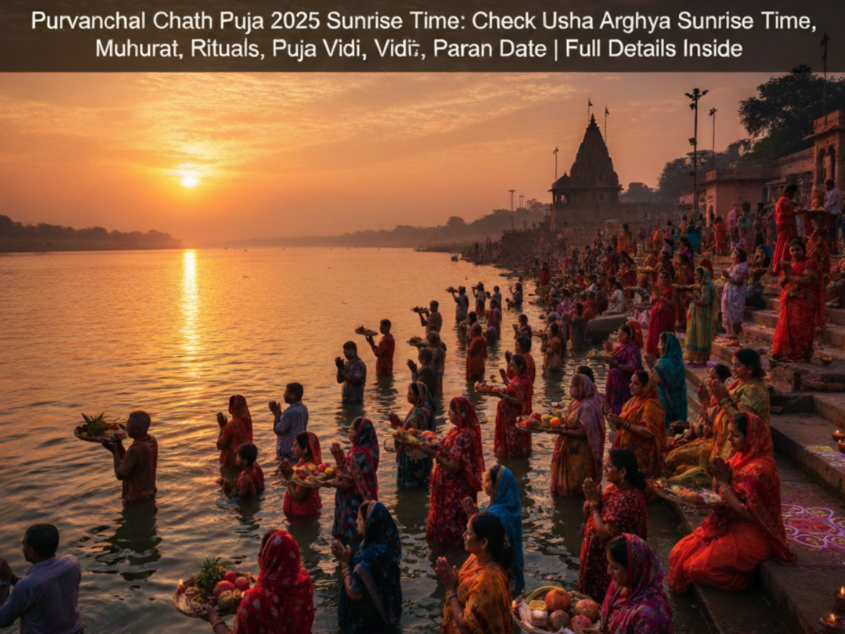 Purvanchal Chhath Puja 2025 Sunrise Time: Check Usha Arghya Sunrise Time, Muhurat, Rituals, Puja Vidhi, Paran Date | Full Details Inside