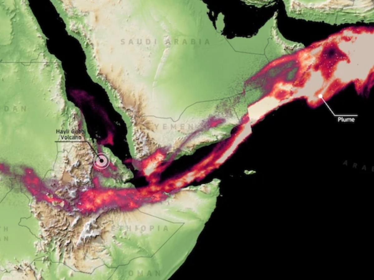 Satellite Images Show Sulphur Dioxide From Ethiopia’s Hayli Gubbi Eruption Reaching India