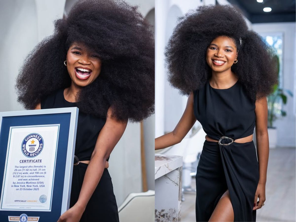 World Largest Afro: Ms. Martinez’s 190 cm Hair Smashes Previous Record | Inside Pictures