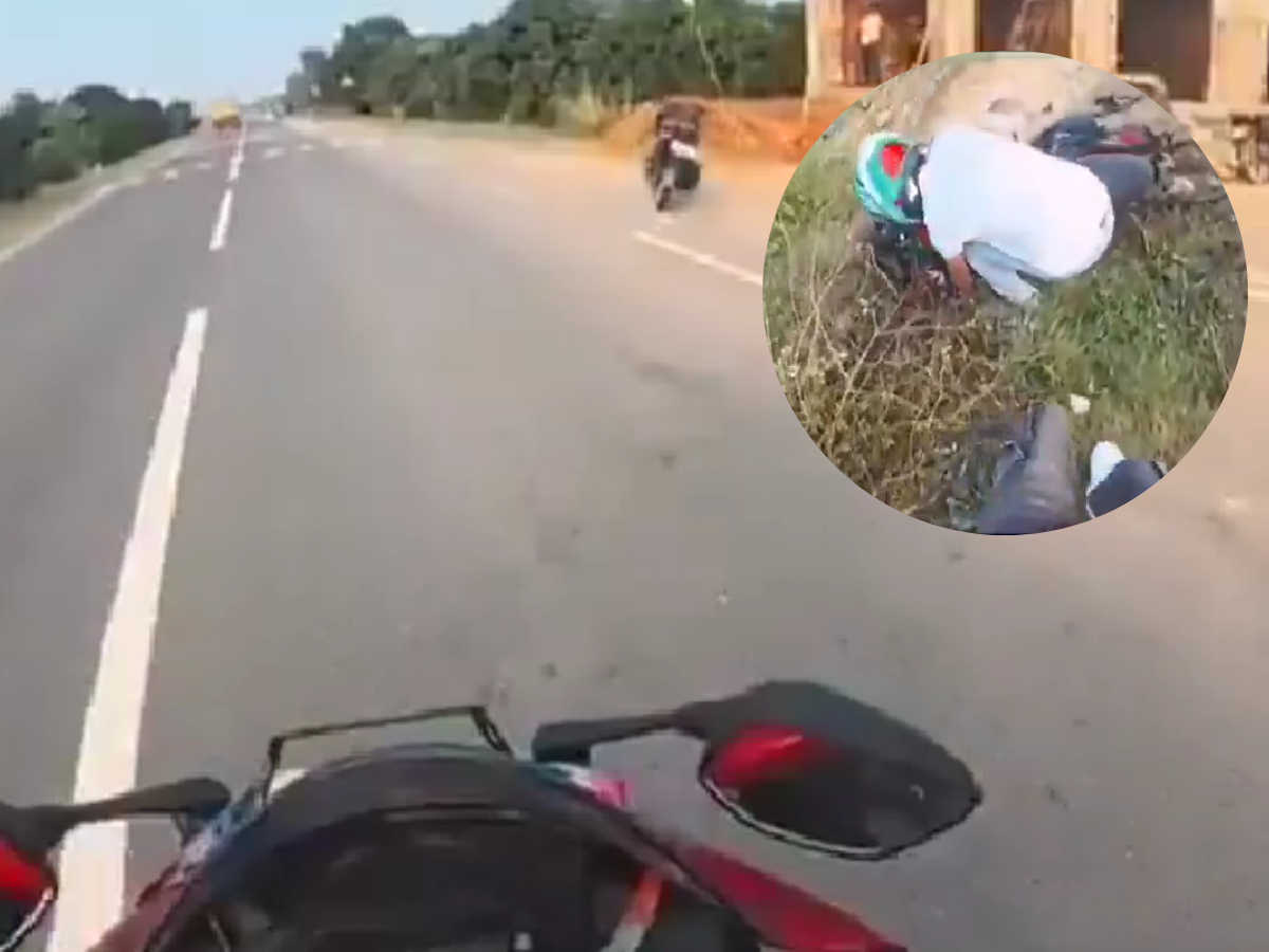 High-Speed Stunt Gone Wrong: Biker Crashes After Losing Balance Mid-Air | WATCH