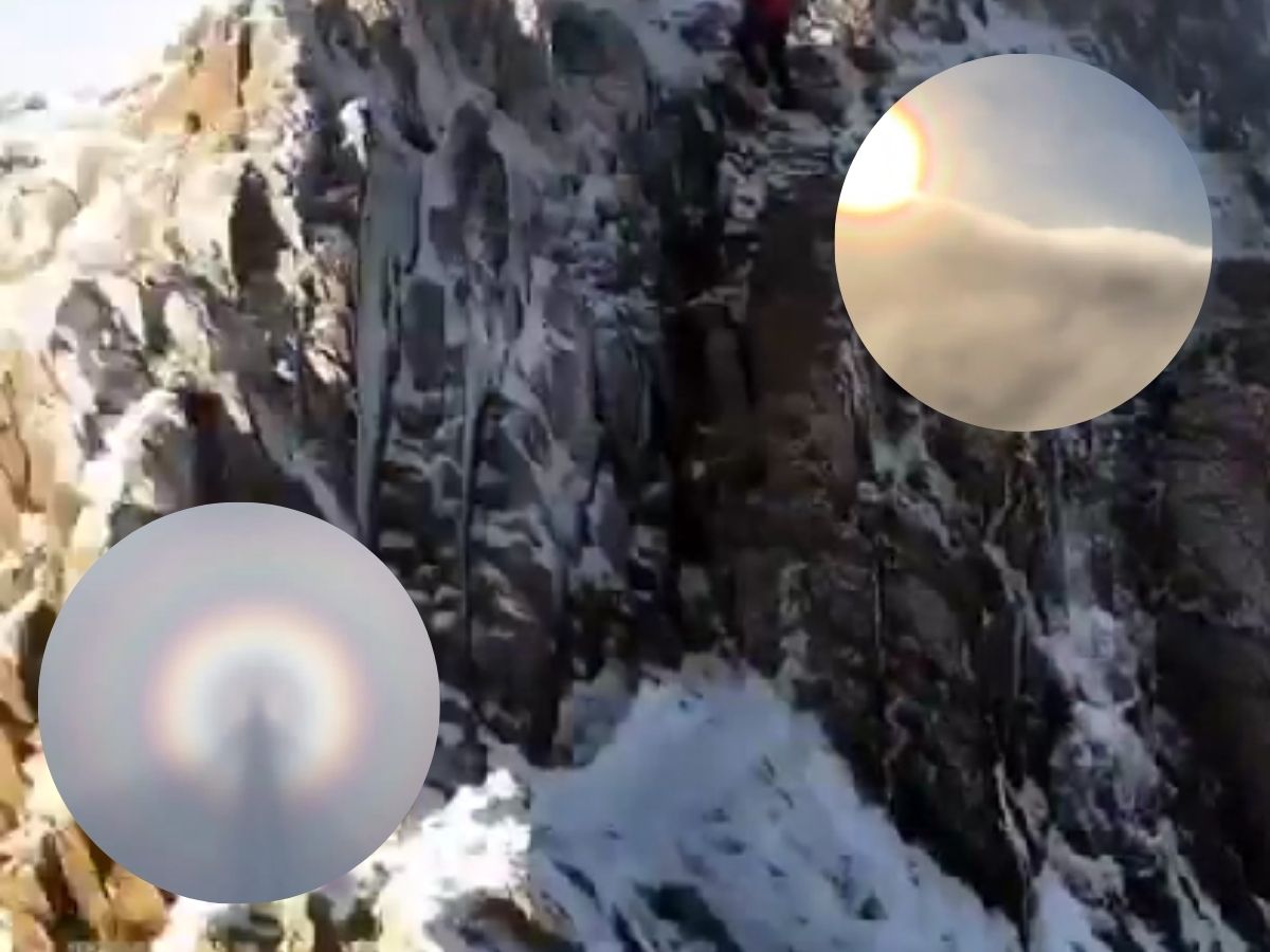 Hiker Captures Rare Floating Shadow and Rainbow Halo in Foggy Mountains Goes Viral | WATCH