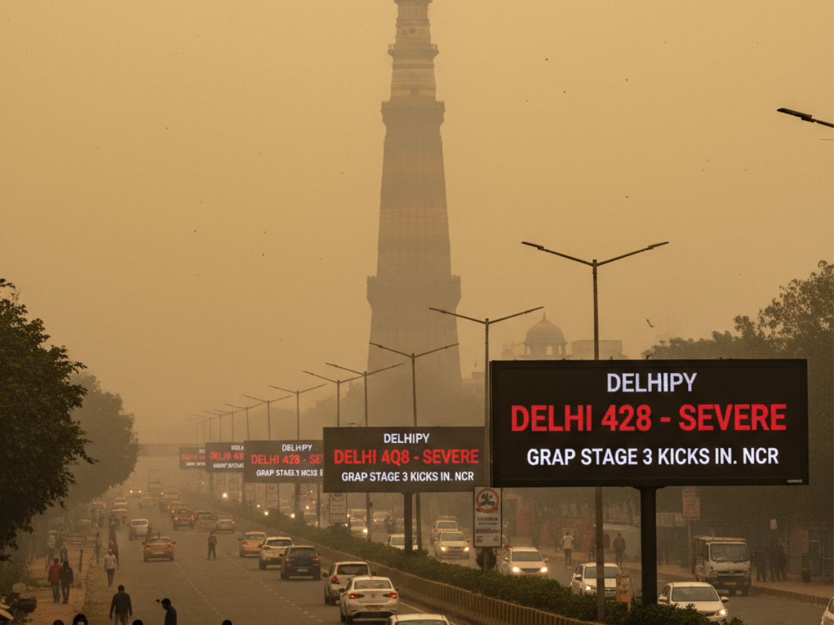 Delhi AQI 428: ‘Severe’ Air Returns, GRAP Stage 3 Kicks In Across NCR