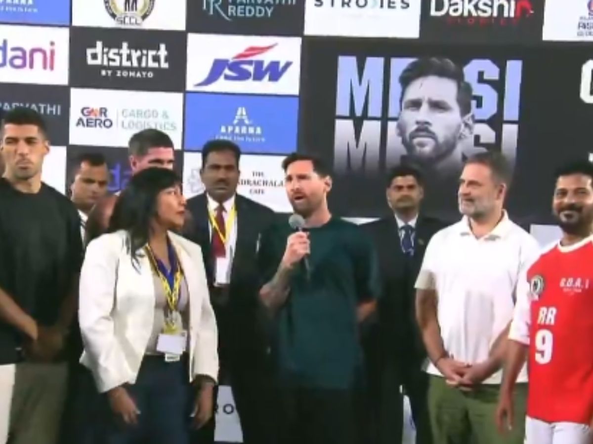 GOAT Tour on Track: Messi Addresses Fans in India | Football, Mementos & Meet with Rahul Gandhi in Hyderabad