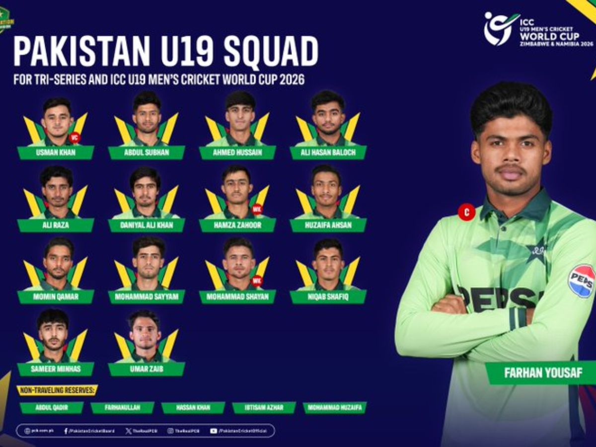 ICC U19 World Cup 2026: Pakistan Announces 15-Member Squad Ahead of Zimbabwe Tri-Series, Farhan Yousaf to Lead
