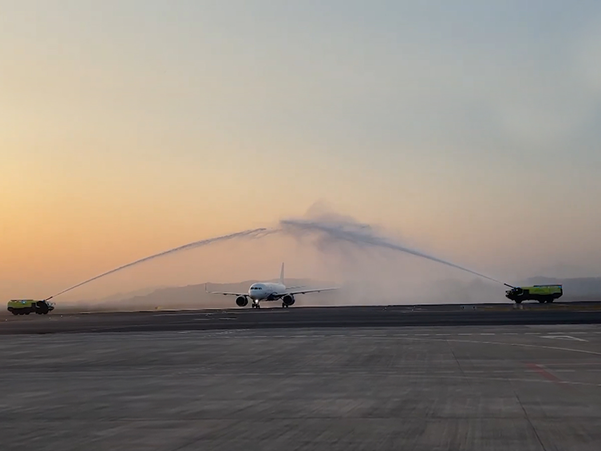 Navi Mumbai Airport Sees First Flight Land With Water Cannon Salute, IndiGo Operates First Commercial Flights | Watch
