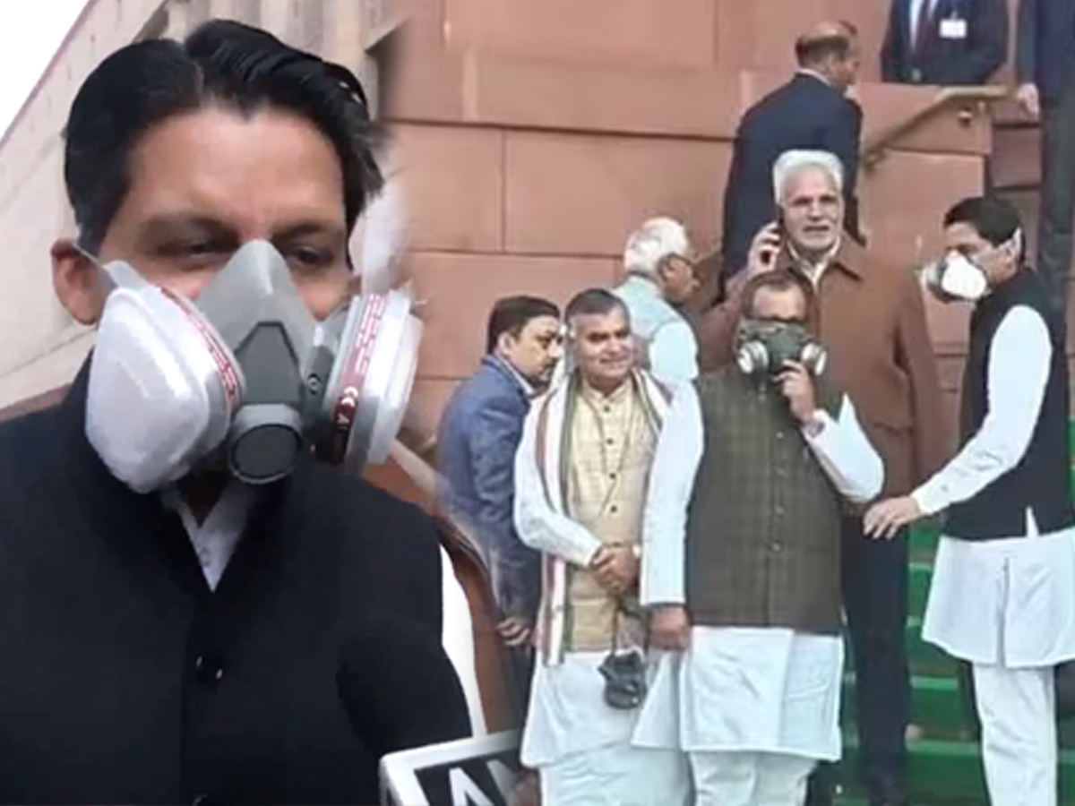 Parliament Winter Session: Opposition MPs Wear Gas Masks Over Delhi’s Hazardous Air Quality | Watch