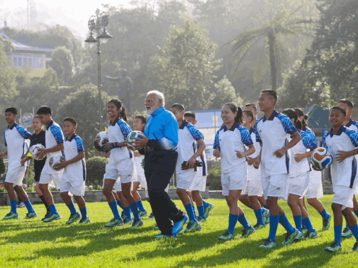 ‘Bend it like Modi’: PM plays football with Sikkim youth, launches Rs 4,000 crore projects at golden jubilee event