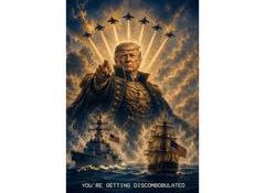 Trump shares confrontational "discombobulated" message alongside striking AI military art