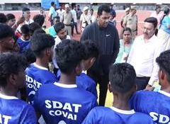 TN: Sports Minister Arjuna reviews facilities at Coimbatore's Nehru stadium, assures support to athletes