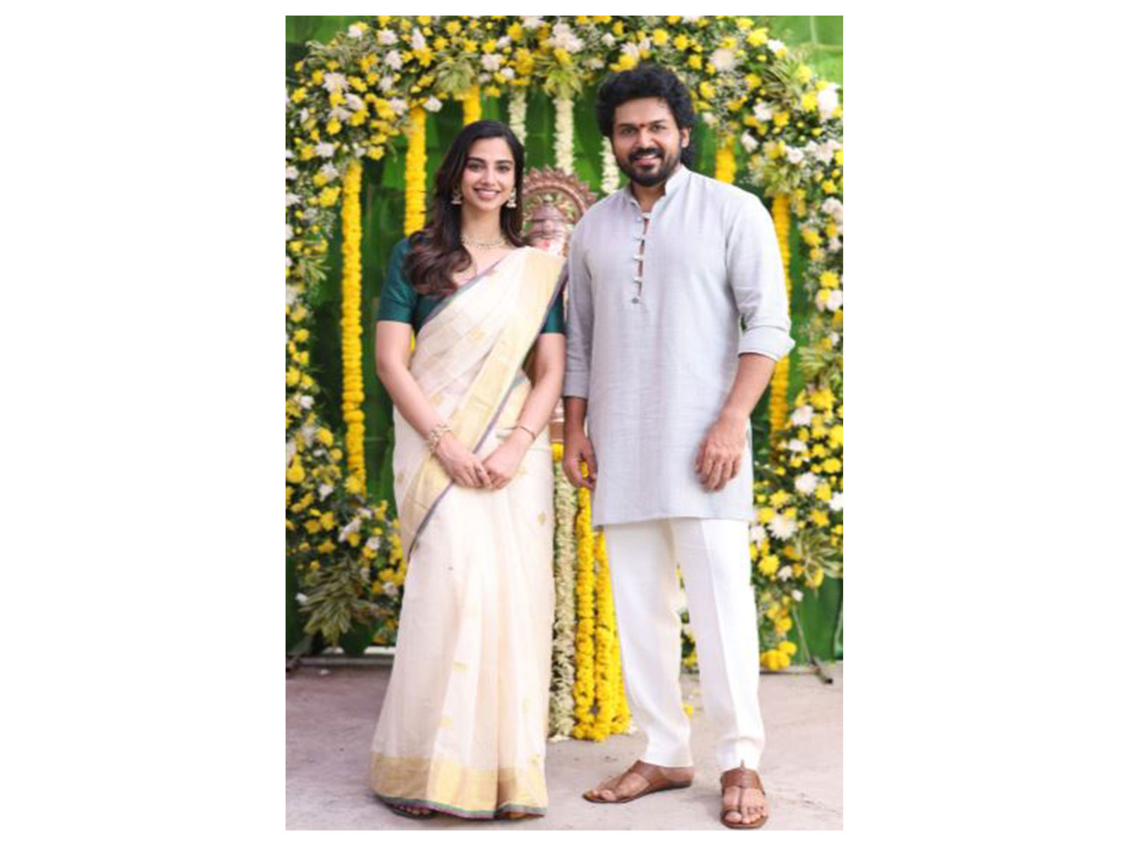 Meenakshi Chaudhary and Karthi (Photo/X@SitharaEntertainments)