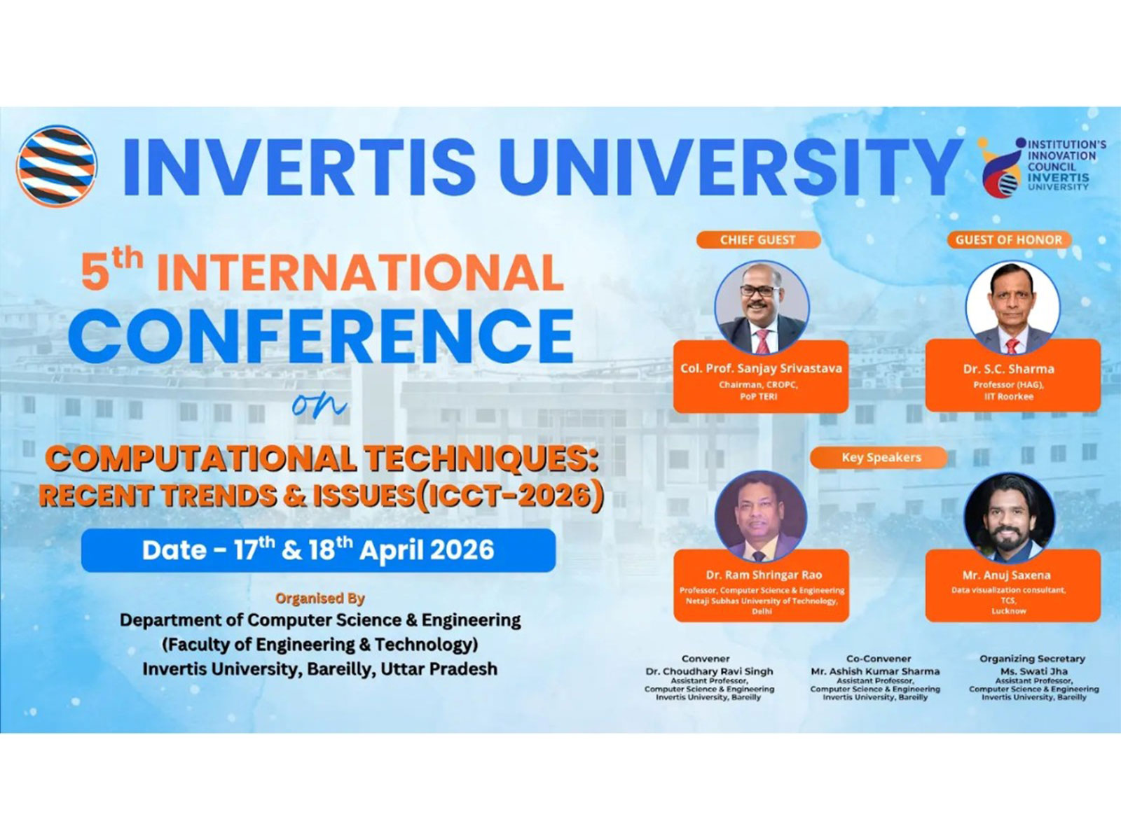 ICCT-2026: Invertis University Hosts Conversations on AI, Data Science, and the Future of Computing