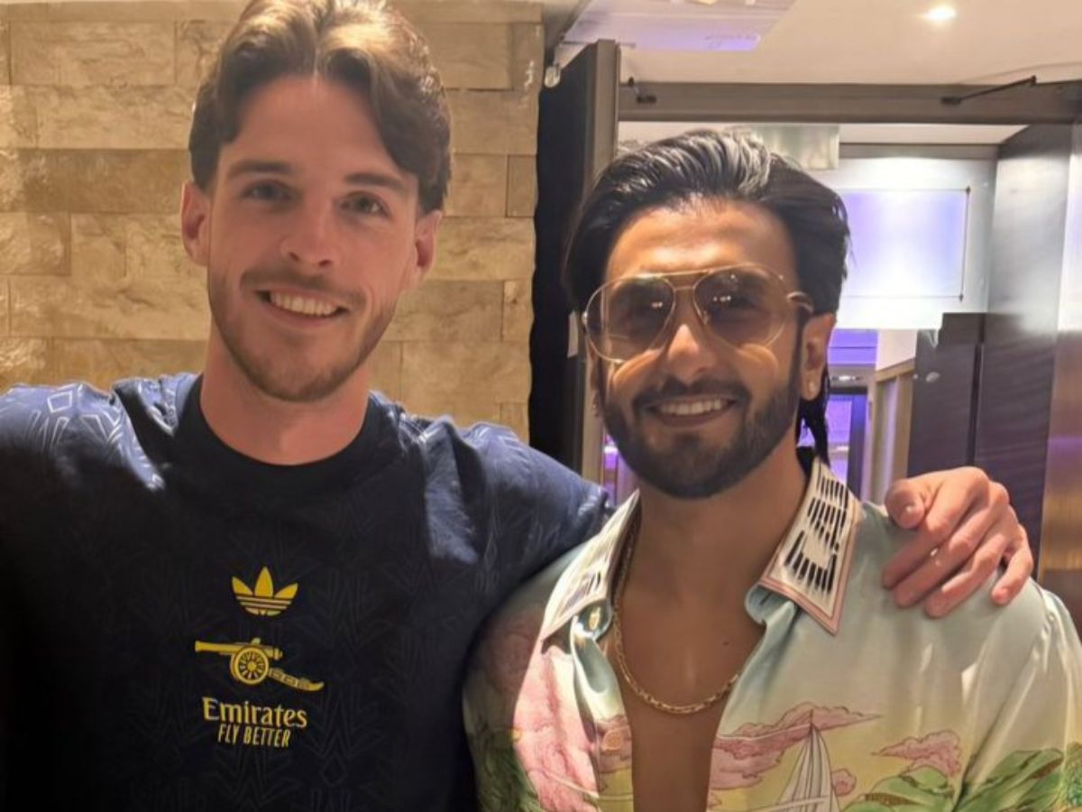 Ranveer Singh meets with Arsenal Midfield maestro Declan Rice, dedicates Kishore Kumar's "Tere Jaisa Yaar" song to him