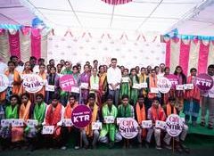Telangana: BRS working president KT Rama Rao distributes tablets under "Gift A Smile" program