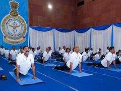 International Day of Yoga 2026: Defence Minister Rajnath Singh performs Yoga with around 1,000 soldiers at Eastern Air Command HQs in Shillong