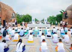 Hundreds perform Yoga asanas in Nepal's Pokhara on 12th International Yoga Day
