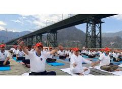 NCC cadets perform yoga at Chenab Rail Bridge on International Yoga Day