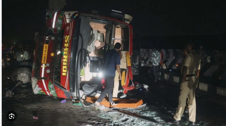 Telangana: 22 injured after private bus overturns on railway bridge