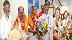 DK Shivakumar meets former CMs Jagadish Shettar, Sadananda Gowda