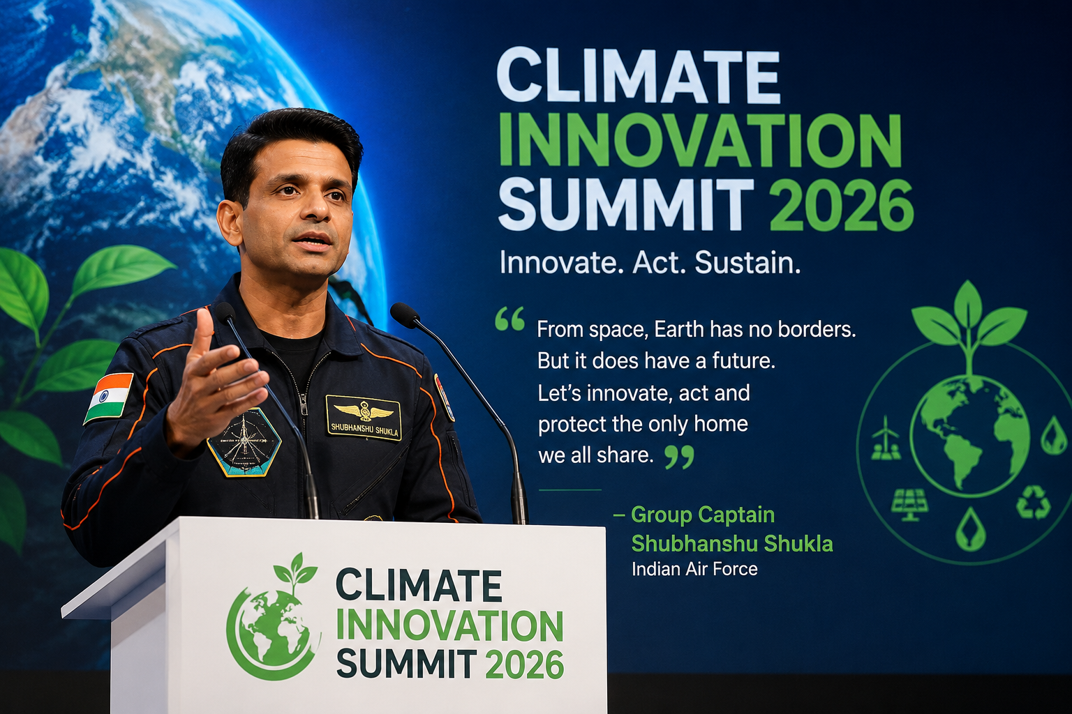 Group Captain Shubhanshu Shukla Urges Earth Conservation at Climate Innovation Summit 2026