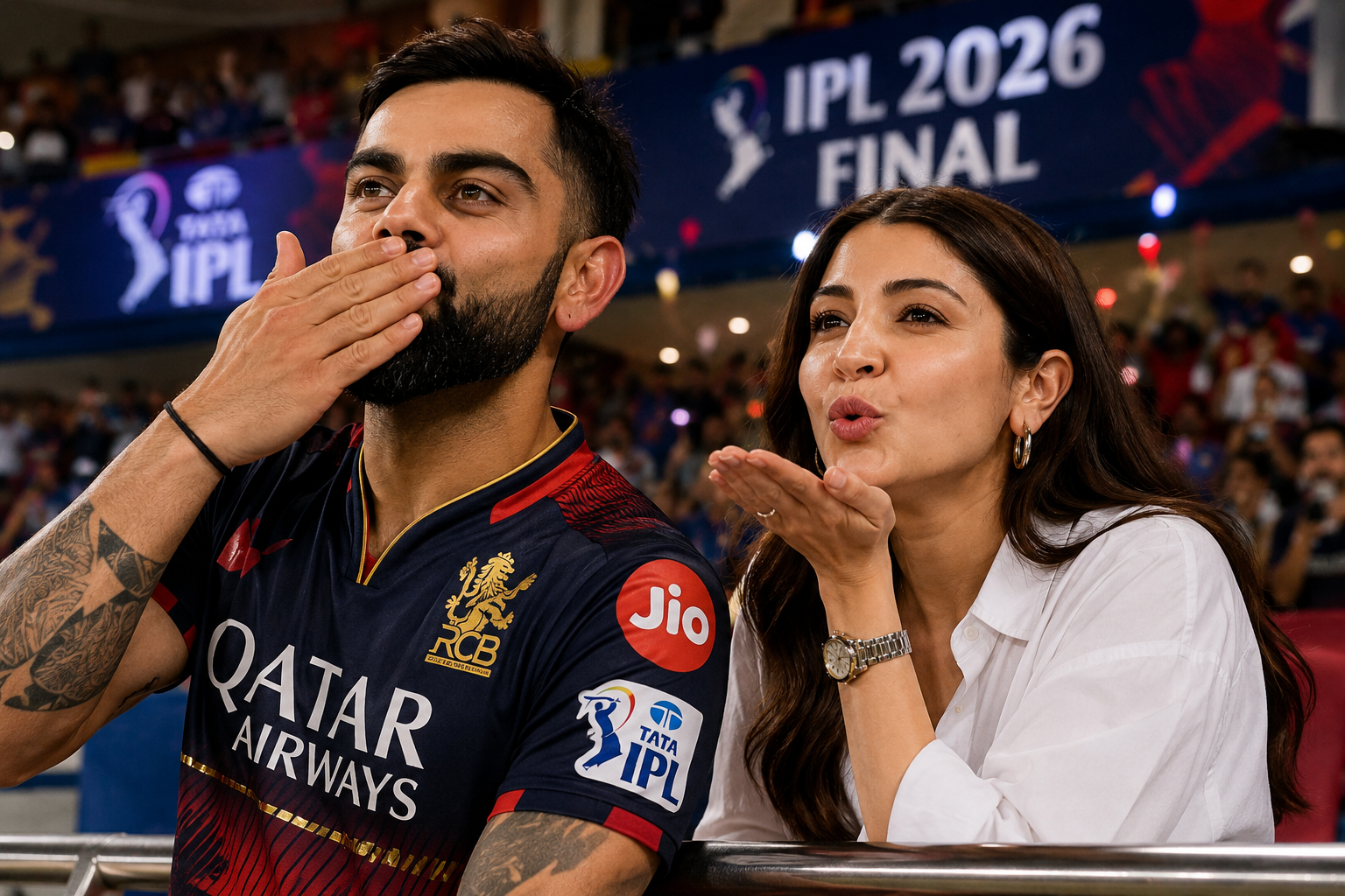 Virat Kohli and Anushka Sharma’s Flying Kiss Moment Steals the Show at IPL 2026 Final