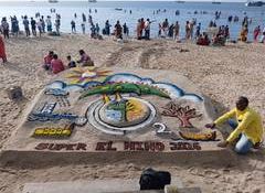 Rameswaram: Sculptor creates sand art to raise awareness about 'Super El Nino' year impact
