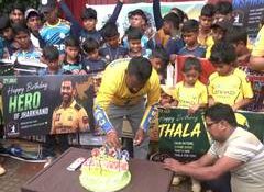 MS Dhoni turns 45: Fans celebrate legend's birthday outside Ranchi residence