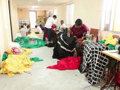 Tailor servitors work round the clock to prepare Rath Yatra chariot canopies in Puri
