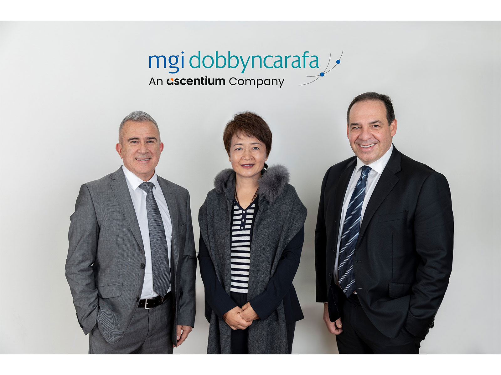 From left to right: Anthony Dobbyn, Director of Corporate Advisory from MGI Dobbyn Carafa; Wendy Wang, Founding Management and Group President from Ascentium, joined by Anthony Carafa, Director of Business Services & Tax from MGI Dobbyn Carafa. From left to right: Anthony Dobbyn, Director of Corporate Advisory from MGI Dobbyn Carafa; Wendy Wang, Founding Management and Group President from Ascentium, joined by Anthony Carafa, Director of Business Services & Tax from MGI Dobbyn Carafa.
