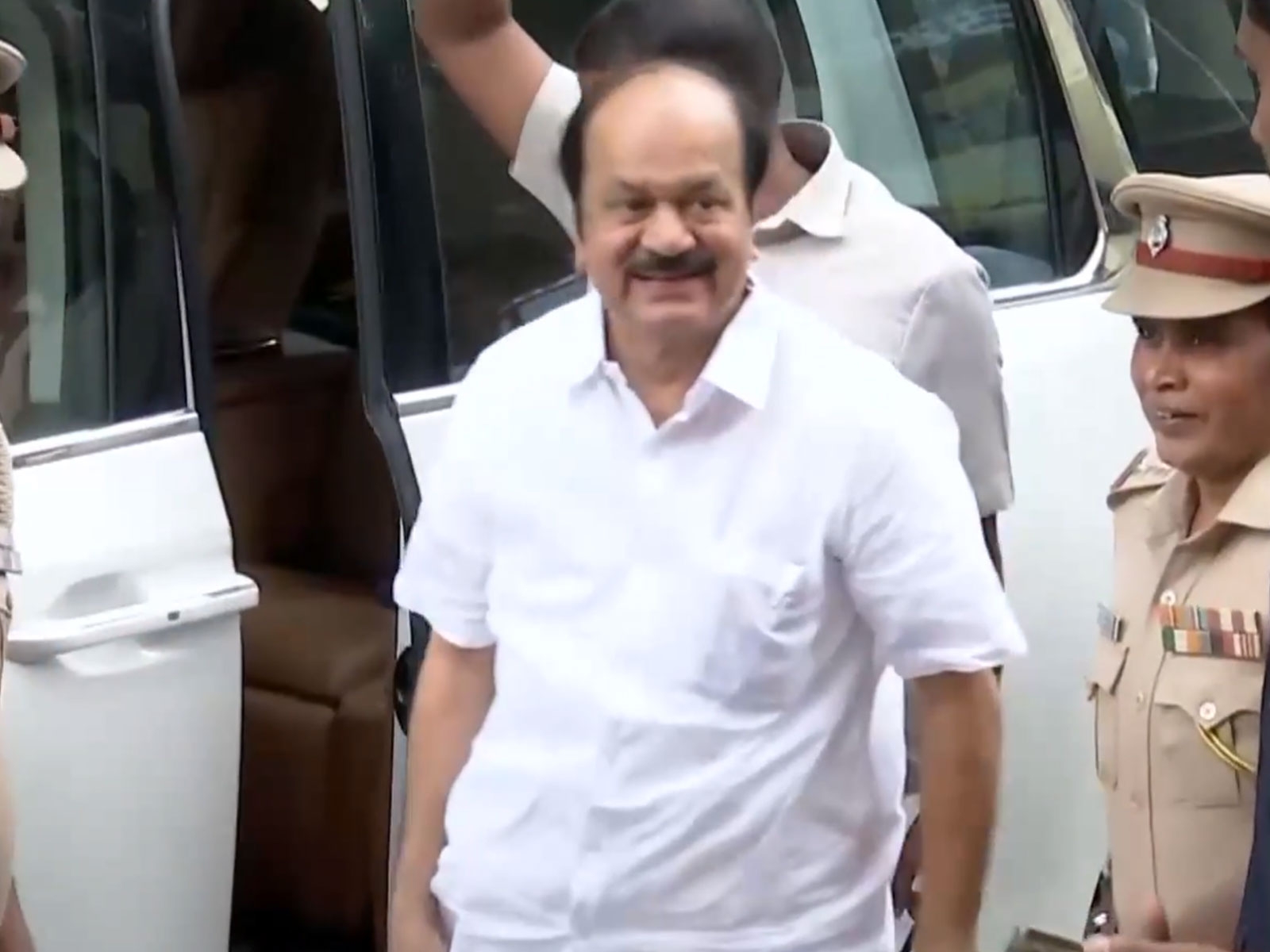 Tamil Nadu Assembly Speaker JCD Prabhakar visits Satyam theatre to watch 'Jana Nayagan' (Photo/ANI) 