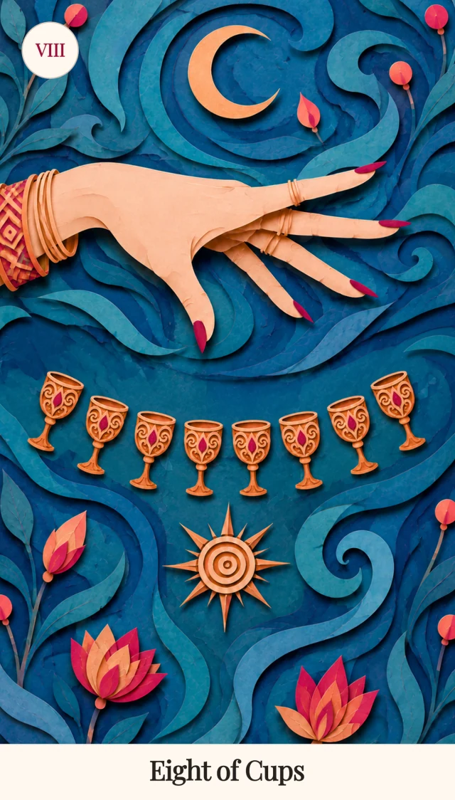 Eight of Cups tarot card, Spark Bloom Edition