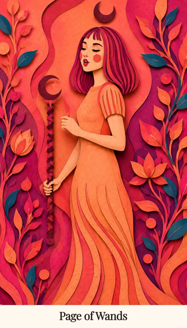 Page of Wands tarot card, Spark Bloom Edition