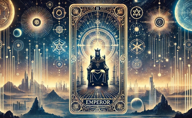 The Emperor depicted as a future tarot card.