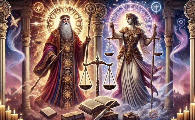 Hierophant and Justice tarot cards together.