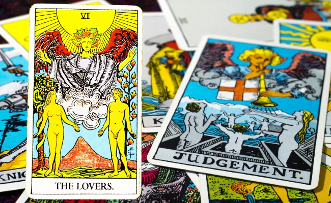 Judgement and Lovers tarot cards combined.