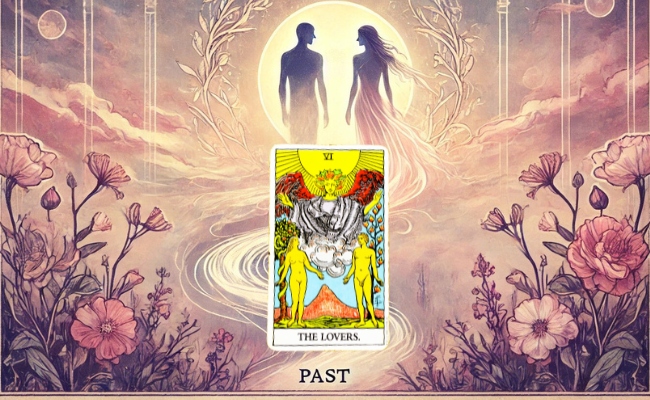 Displaying the Lovers tarot in the past position.