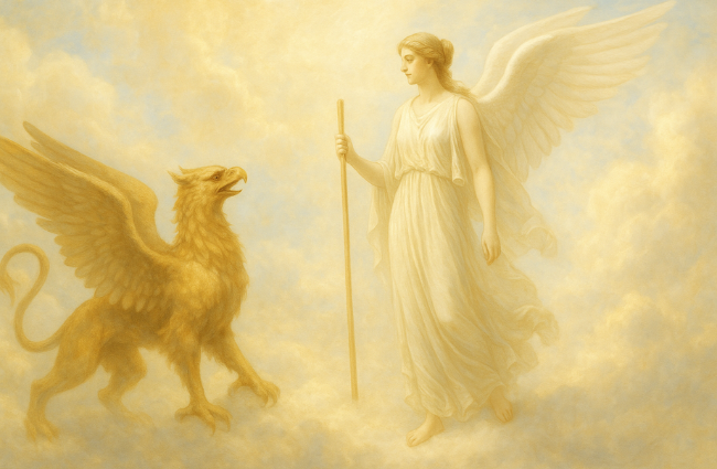 Nemesis with her griffin.