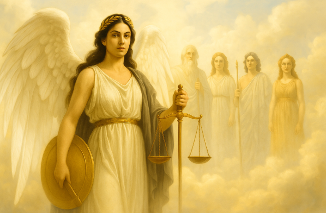 Nemesis with her family in the background.