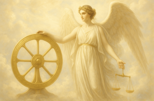 Nemesis and her wheel of fortune.